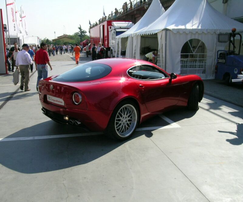 A stunning star of some of the biggest motor shows worldwide over last year, Alfa Romeo's 8c Competizione concept, came out into the daylight at the Imola race track. Photo: Ferdinando Lenzi