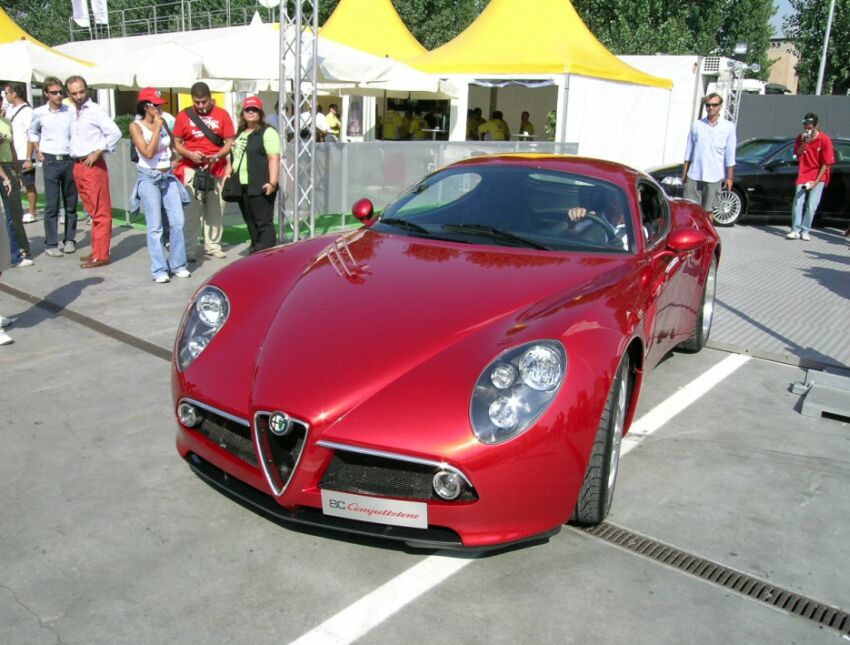 A stunning star of some of the biggest motor shows worldwide over last year, Alfa Romeo's 8c Competizione concept, came out into the daylight at the Imola race track. Photo: Ferdinando Lenzi