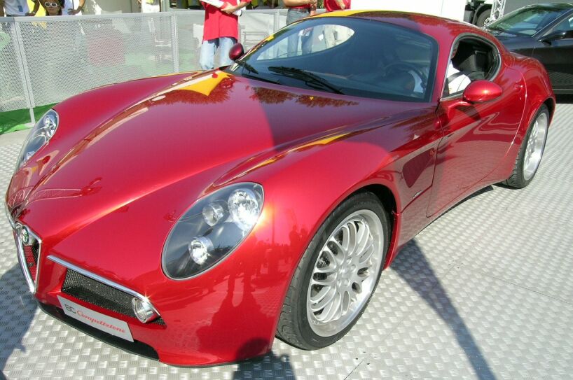 A stunning star of some of the biggest motor shows worldwide over last year, Alfa Romeo's 8c Competizione concept, came out into the daylight at the Imola race track. Photo: Ferdinando Lenzi