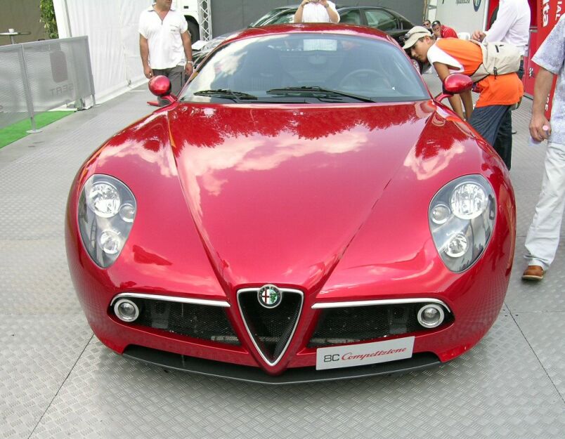 A stunning star of some of the biggest motor shows worldwide over last year, Alfa Romeo's 8c Competizione concept, came out into the daylight at the Imola race track. Photo: Ferdinando Lenzi