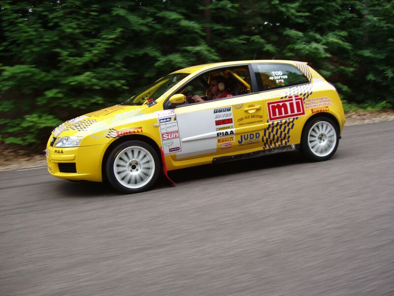 Paul Tod Rallying Stilo Abarth Cup at the Fiat Auto UK Rally Press Day at Chobham last week