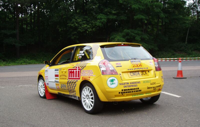 Paul Tod Rallying Stilo Abarth Cup at the Fiat Auto UK Rally Press Day at Chobham last week