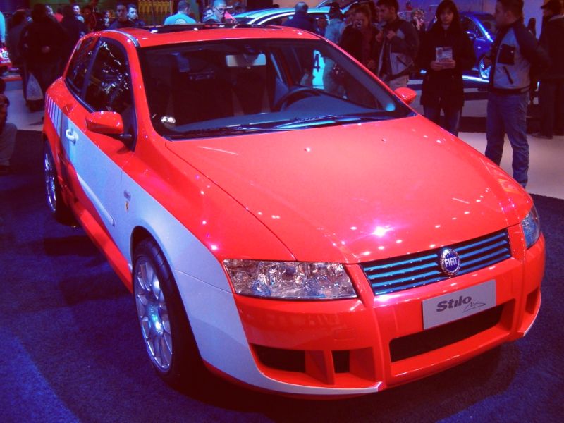 Red is the colour of racing and red was also the colour of the area at this month's Bologna Motor Show that housed two flame red Fiat Stilo 'M. Schumacher' cars