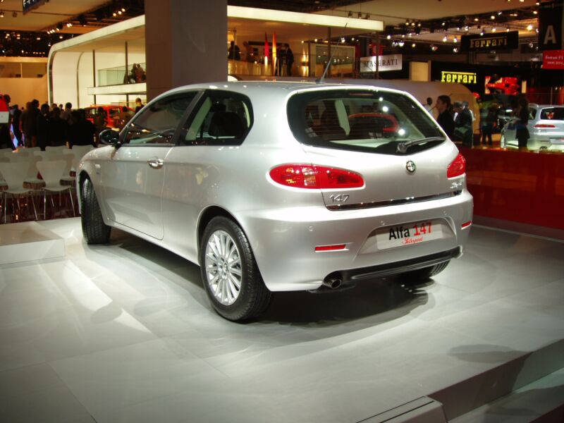 World Premiere of the facelifted Alfa Romeo 147 at the 2004 Paris Mondial de l'Automobile