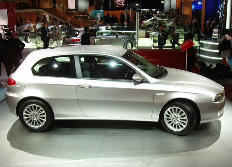 World Premiere of the facelifted Alfa Romeo 147 at the 2004 Paris Mondial de l'Automobile