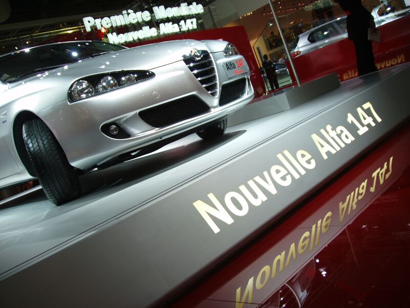 World Premiere of the facelifted Alfa Romeo 147 at the 2004 Paris Mondial de l'Automobile