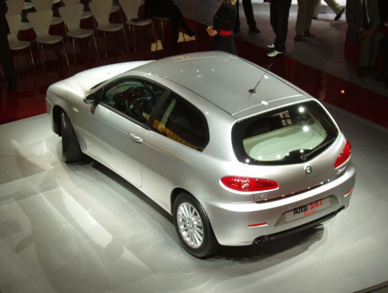 World Premiere of the facelifted Alfa Romeo 147 at the 2004 Paris Mondial de l'Automobile