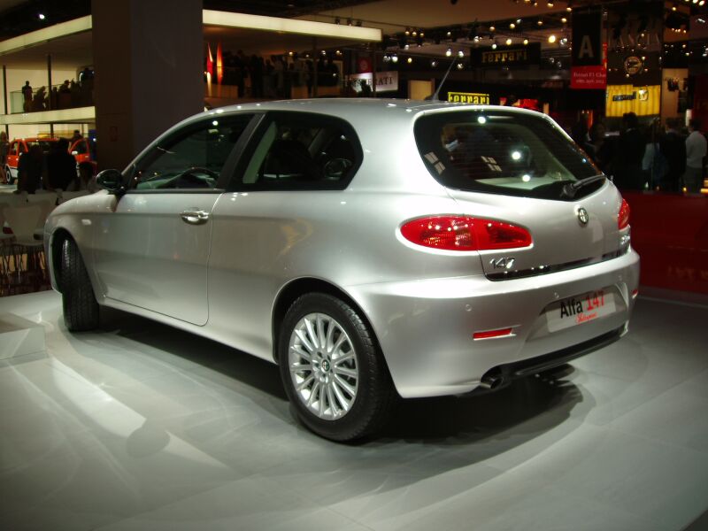 World Premiere of the facelifted Alfa Romeo 147 at the 2004 Paris Mondial de l'Automobile