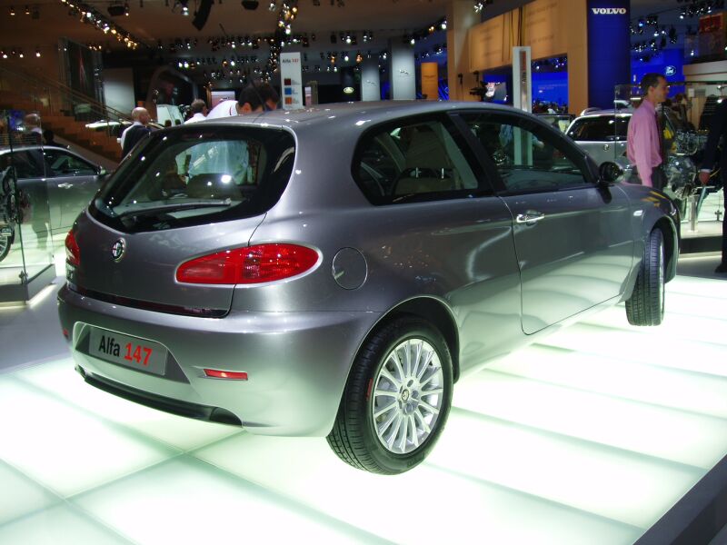 World Premiere of the facelifted Alfa Romeo 147 at the 2004 Paris Mondial de l'Automobile