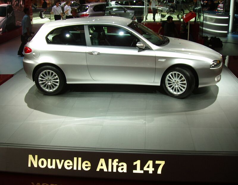 World Premiere of the facelifted Alfa Romeo 147 at the 2004 Paris Mondial de l'Automobile