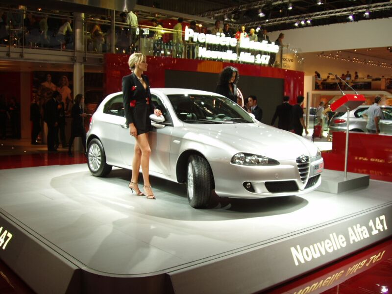 World Premiere of the facelifted Alfa Romeo 147 at the 2004 Paris Mondial de l'Automobile