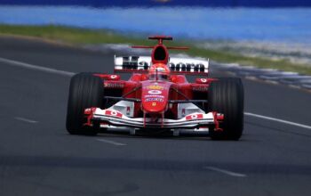 Michael Schumacher on his way to setting the fastest time in the opening free practice in Melbourne