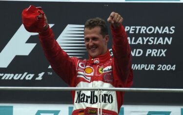 Michael Schumacher on the podium in Malaysia