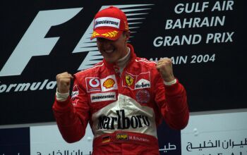 Michael Schumacher on the podium in Malaysia