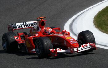 Michael Schumacher on his way to victory at Imola