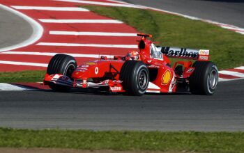 Michael Schumacher on his way to making it five wins out of five in Barcelona today