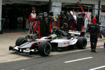 Minardi during yesterday's British Grand Prix