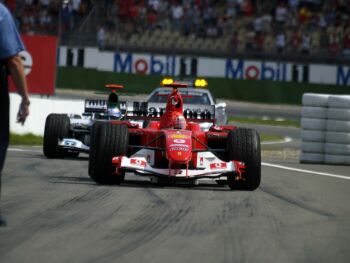 Race action from the 2004 German Grand Prix