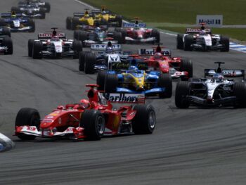 Race action from the 2004 German Grand Prix