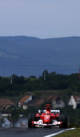 Michael Schumacher on his way to victory at the Hungaroring