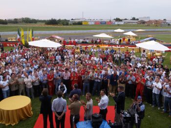 Ferrari celebrate winning the 2004 FIA Formula One Constructor's Championship at Fiorano this evening