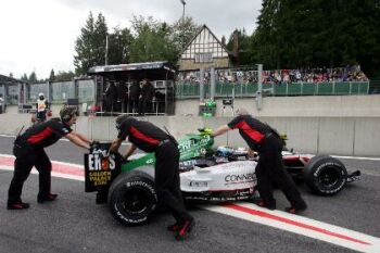 Minardi Cosworth qualifying action from Spa