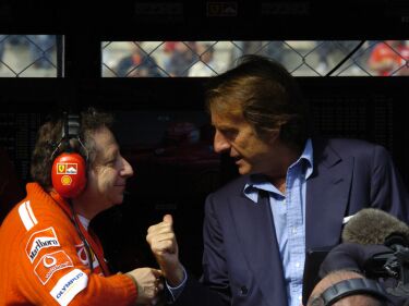 Jean Todt and Luca di Montezemolo in the pit at Monza