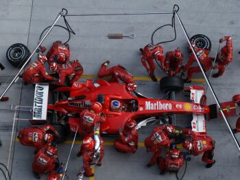 Action from the 2004 China Grand Prix in Shanghai