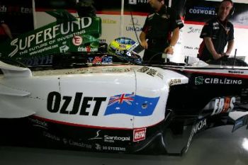 Minardi Cosworth during qualifying for the 2004 Brazilian Grand Prix