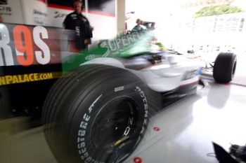 Minardi Cosworth during qualifying for the 2004 Brazilian Grand Prix