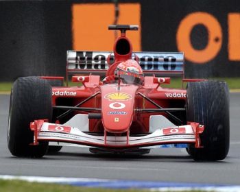 The 2001 F1 World Championship winning F2001 chassis, was carried over to 2002, seen here on its way to winning the opening race in style, the Australian Grand Prix