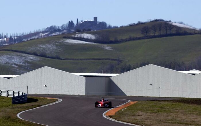 Michael Schumacher gives the new Ferrari F2004 its track debut at Fiorano