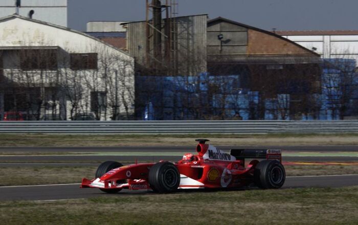 Day 2 at Fiorano for the new Ferrari F2004 and Michael Schumacher breaks the track record