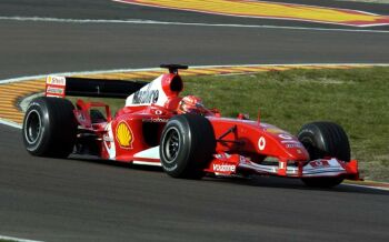 Michael Schumacher at the wheel of the new Ferrari F2004