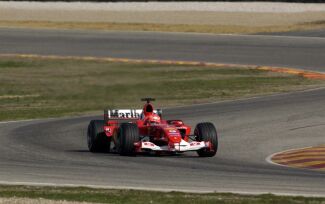 Michael Schumacher with the Ferrari F2004 at Mugello