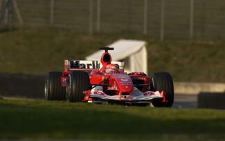 Michael Schumacher with the Ferrari F2004 at Mugello