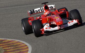 Michael Schumacher with the Ferrari F2004 at Mugello