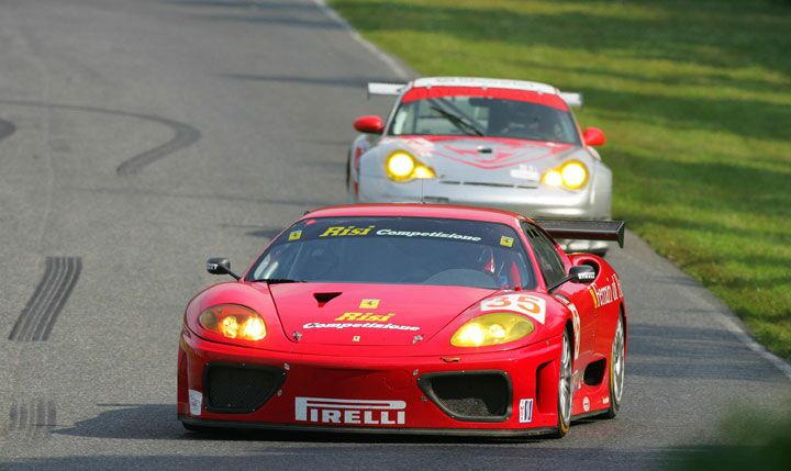 Risi Competizione Ferrari 360 Modena on its way to GT class victory at Lime Rock