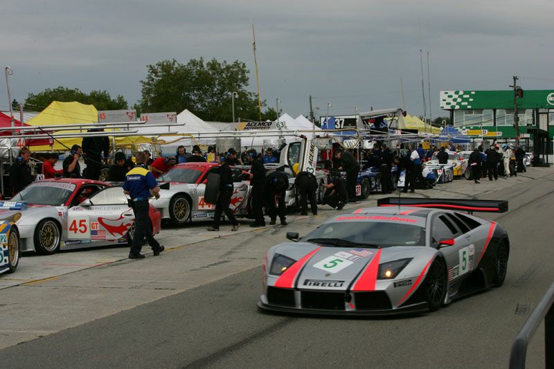 Krohn Barbour Racing Lamborghini Murcielago R-GT at Mosport during practice prior to the team's withdrawal