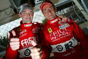 Fabrizio Gollin and Luca Cappelari celebrate their pole position at Monza