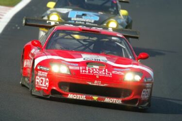 The no 2 BMS Scuderia Italia Ferrari 550 Maranello on its way to victory at Spa