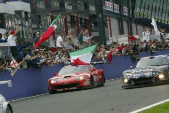 BMS Scuderia Italia Ferrari 550 Maranello race action from the 2004 Proximus 24 Hours of Spa