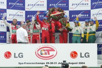 BMS Scuderia Italia Ferrari 550 Maranello race action from the 2004 Proximus 24 Hours of Spa