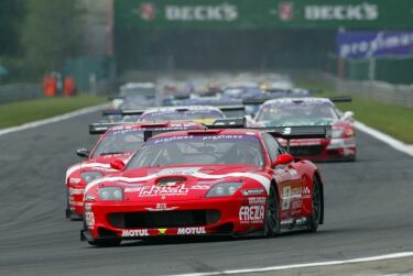 The no2 BMS Scuderia Italia Ferrari 550 Maranello on its way to victory in the Proximus 24 Hours of Spa earlier this month