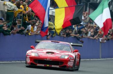 The no2 BMS Scuderia Italia Ferrari 550 Maranello on its way to victory in the Proximus 24 Hours of Spa earlier this month