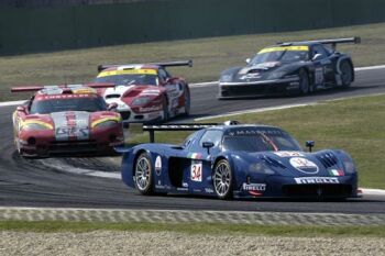 The Maserati MC12 on its race debut at Imola two weeks ago