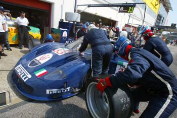 The Maserati MC12 on its race debut at Imola two weeks ago