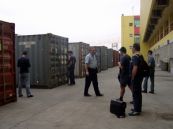 The FIA GT team's containers arrive at Zuhai