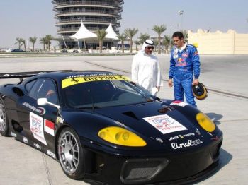 In preparation for the Bahrain GT Festival later this month, Karl Wendlinger recently gave the President of the Bahrain International Circuit, Sheikh Fawaz al Kalifa, a ride in one of JMB Racings Ferrari 360 GTC cars.