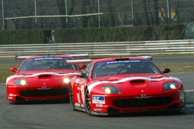 BMS Scuderia Italia Ferrari 550 Maranellos on track at the FIA GT Monza test